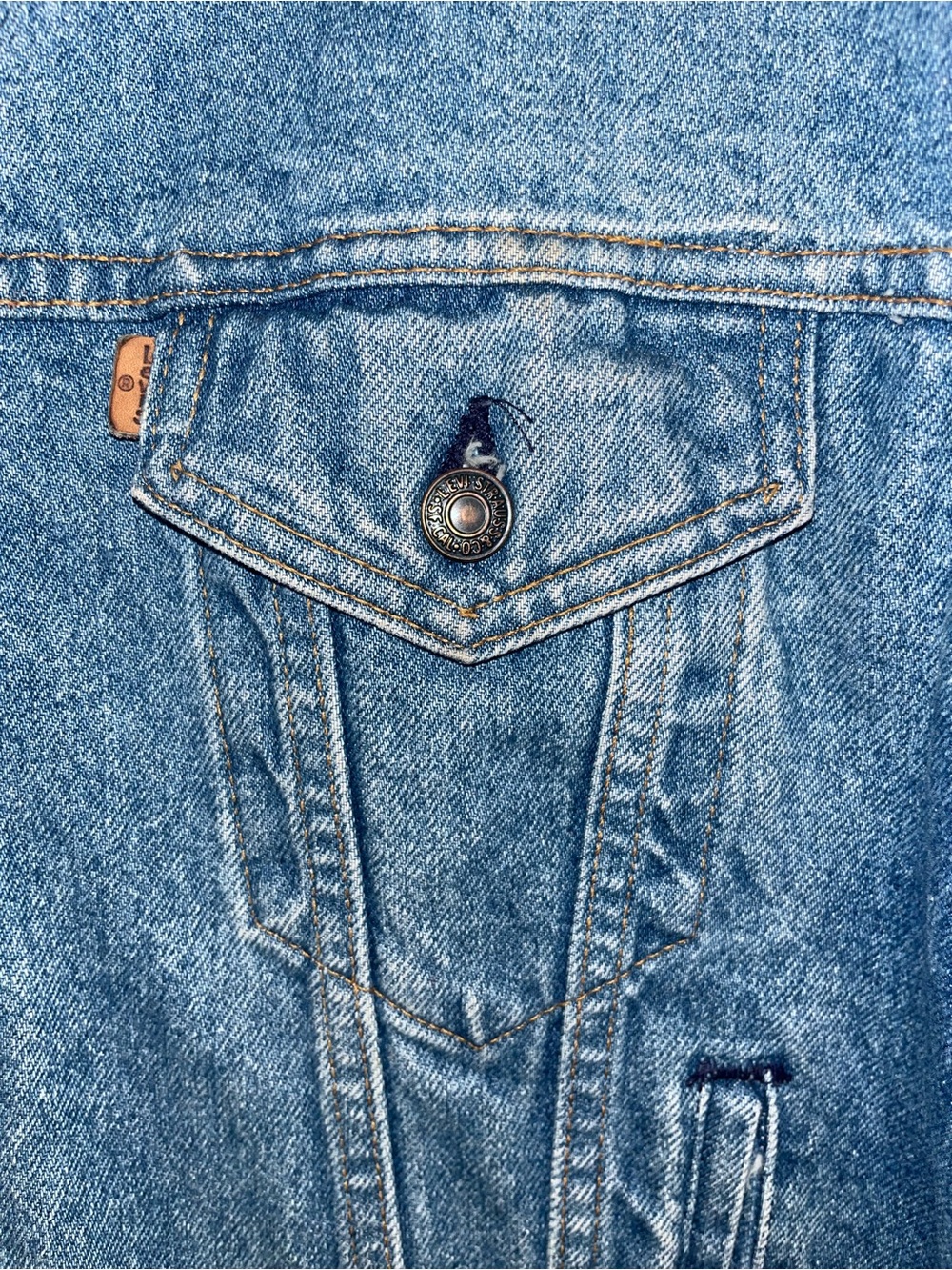 Vintage 70s Levi's Type 3 Blue Denim Trucker Jacket USA Made Mens Size XL - Picture 3 of 7